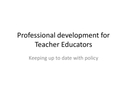 Professional development for Teacher Educators