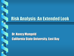 Risk Analysis - ACCT 6700: Accounting for Executives