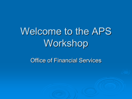Welcome to the APS Workshop - UTEP Accounting & Business