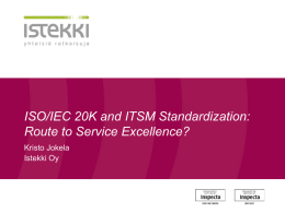 ISO/IEC 20K and ITSM Standardization: Route to Service