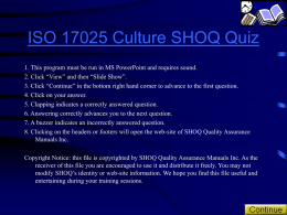 ISO 17025 Culture SHOQ Quiz