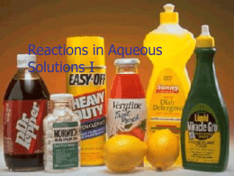 Reactions in Aqueous Solutions I
