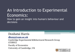 An Introduction to Experimental Economics: How to gain an