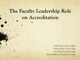 The Faculty Leadership Role on Accreditation
