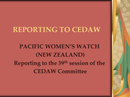 REPORTING TO CEDAW - Pacific Women's Watch