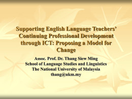 Supporting English Language Teachers’ Continuing