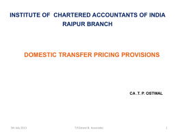 DOMESTIC TRANSFER PRICING PROVISIONS CA .T. P. OSTWAL