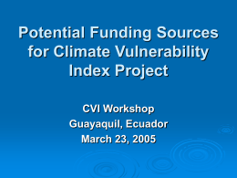 Potential Funding Sources for Climate Vulnerability Index