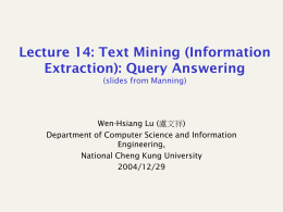 CS276B Text Information Retrieval, Mining, and Exploitation