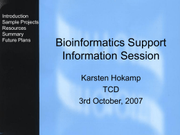 Bioinformatics Support - Trinity College, Dublin