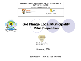 Mangaung Value Proposition - :: Welcome to Sol Plaatje