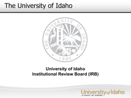 Mission of the IRB - University of Idaho