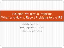 Houston, We have a Problem: When and How to Report
