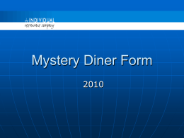 Mystery Diner Training