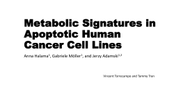 Metabolic Signatures in Apoptotic Human Cancer Cell Lines