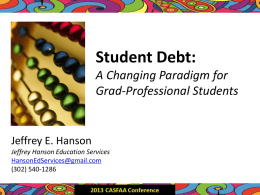 Student Debt: A Changing Paradigm for Graduate