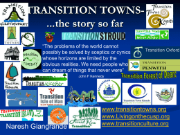 TRANSITION TOWN TOTNES …….the story so far