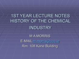 1ST YEAR LECTURE NOTES HISTORY OF THE CHEMICAL …
