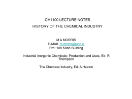 1ST YEAR LECTURE NOTES HISTORY OF THE CHEMICAL INDUSTRY