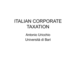 ITALIAN CORPORATE TAXATION - Universita' degli Studi di