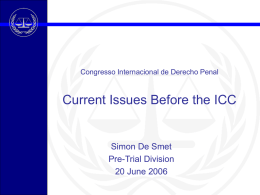 Current Issues Before the ICC Chambers