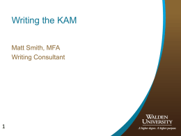 Writing the KAM - Walden University