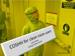 COSHH for clean room users - Home