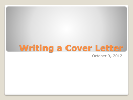 Writing a Cover Letter - Loyola University Chicago