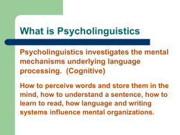 What is Psycholinguistics - Linguistics @ HKU | Main