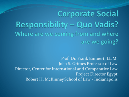Corporate Social Responsibility – Quo Vadis? About Global