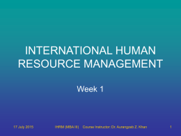IHRM PowerPoint Slides for Week 01