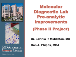 Molecular Diagnostic Lab Pre-analytic Improvements (Phase