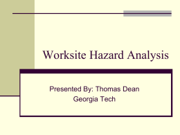 Worksite Hazard Analysis - Georgia Tech Occupational