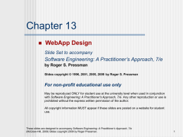 Slide Set to accompany Web Engineering: A Practitioner