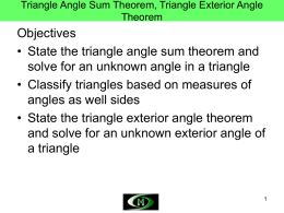 Triangle Angle Sum and Triangle Exterior Angle Theorem
