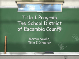 Title I Program The School District of Escambia County