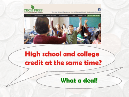Tech Prep Credit - Career and Counseling