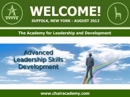 Welcome! suffolk, NY AUG 2013 advanced program