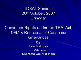 Consumer Rights under TRAI Act & Redressal of Consumer