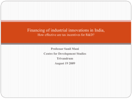 Financing of industrial innovations in India, How