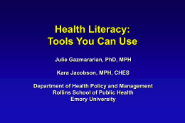 Literacy and Cost - Georgia Health Grantmaking