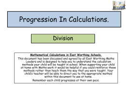 Progression In Calculations.