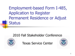Employment-based Form I-485, Application to Register