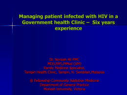 Managing patient infected with HIV in a Government health
