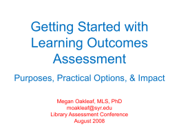 Getting Started with Learning Outcomes Assessment Purposes