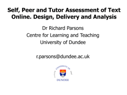 Self and Peer Assessment Automatic & Online