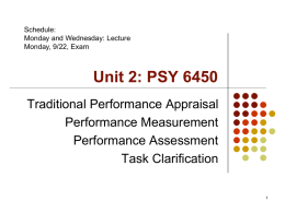 Unit 2: Performance Assessment & Measurement