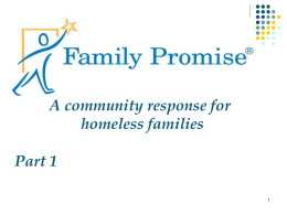 FAMILY PROMISE a community response for homeless families