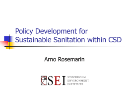 Policy Development for Sustainable Sanitation within CSD