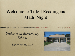 Welcome to Title I Reading Night!